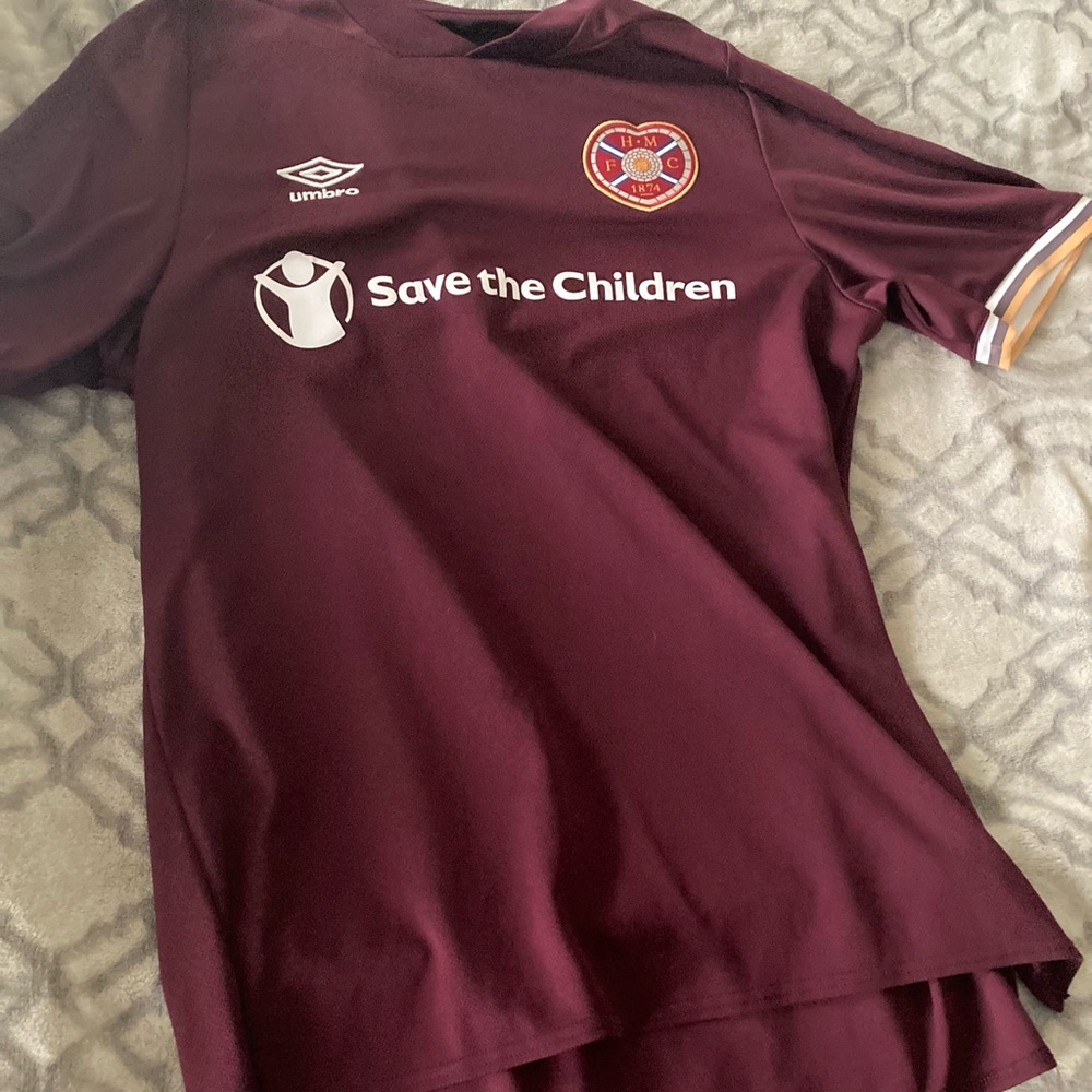 Umbro Maroon Hearts Soccer Jersey with Sponsor Logo